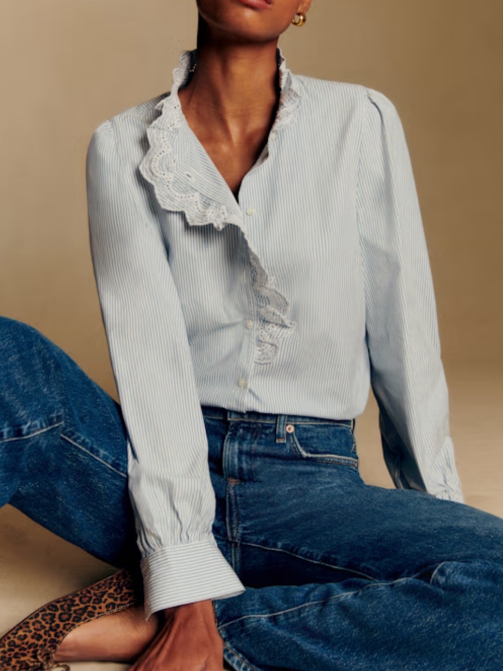 Sezane Chlo Shirt Ecru Stripe